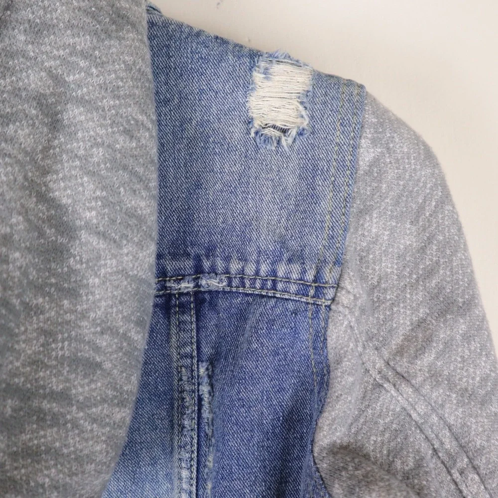 Free People Hooded Denim Sweatshirt Hybrid Jacket Women's XS 16x18 - Picture 7 of 12